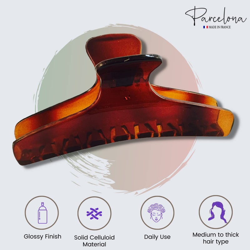Parcelona French Flat Tortoise Shell Large Salon Covered Spring Jaw Hair Claw Clip Clutcher Clamp - Image 5